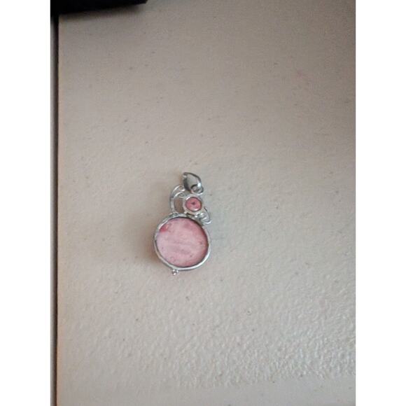 Vintage Navajo 925 Sterling Silver Rhodochrosite Pendant - Picture 2 of 3